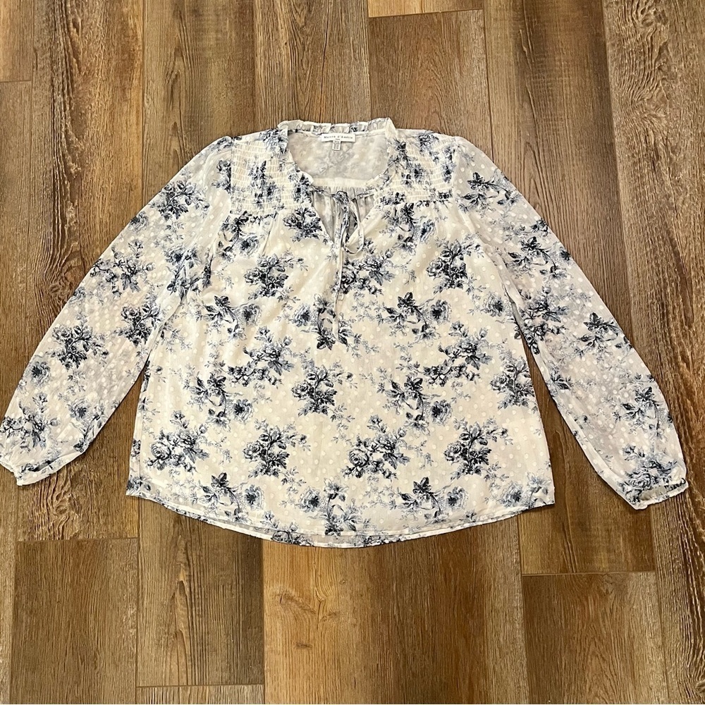 Maison ‘d Amelie Floral Tunic Blouse‎ Womens Size XS Ruffled Peasant Cottagecore